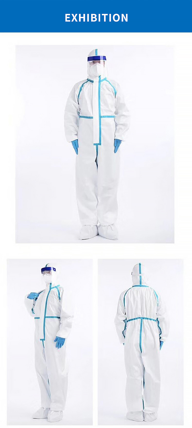 Hospital 50 Gsm Disposable Non Woven Coverall antistatic Disposable PPE Suit