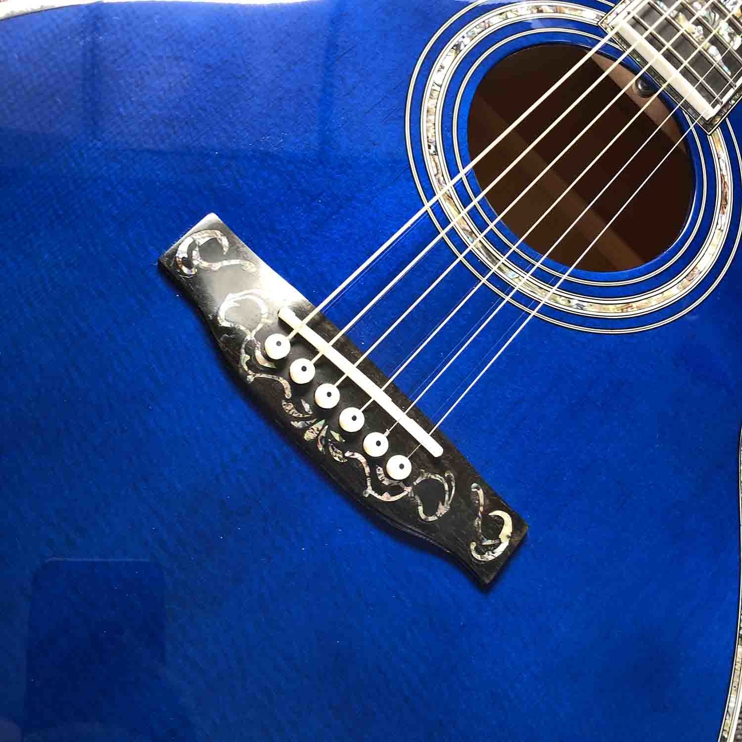 Custom OM Body Acoustic Electric Guitar Real Abalone Inlays Ebony Fingerboard Burst Maple Water Wave 301 Electronic