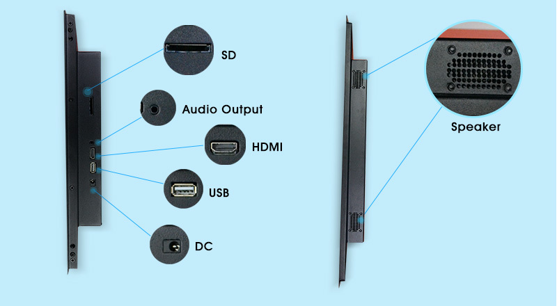Wall Mount Frameless Full HD LCD Screen 15 Inch For Shelf Display