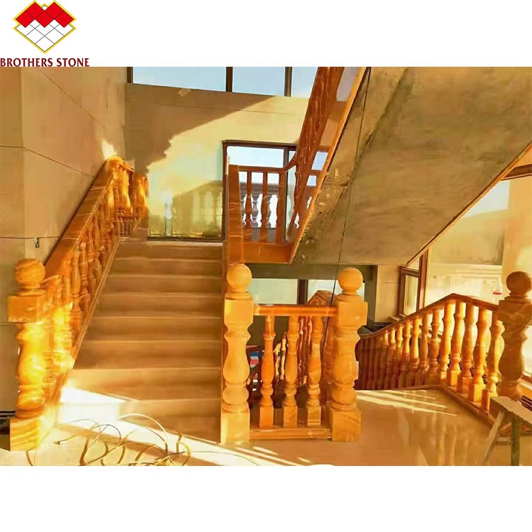 White Onyx Marble Stone Stair Handrail Customized for Villa and House Decorative Baluster