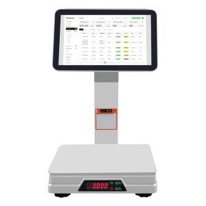 15.6+14 Inch Dual Touch Screen POS Terminal with Weighing Pan Barcode Scanner