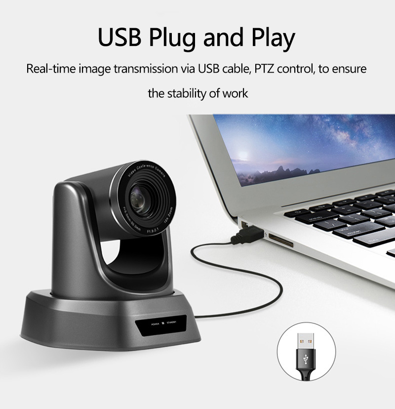 Tongveo Nv20A HD 1080P PTZ Conference Camera 20X Zoom USB Conference Cam HDMI and SDI Output Simultaneously for Big Meeting Rooms