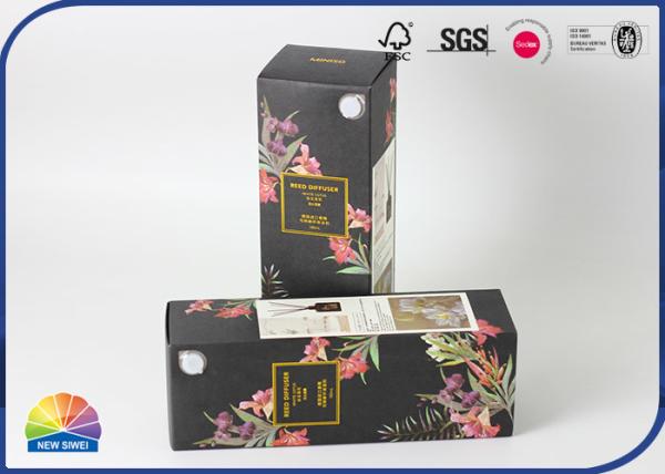 Quality Black Kraft Paper Folding Carton Box Aromatherapy Gold Stamping for sale