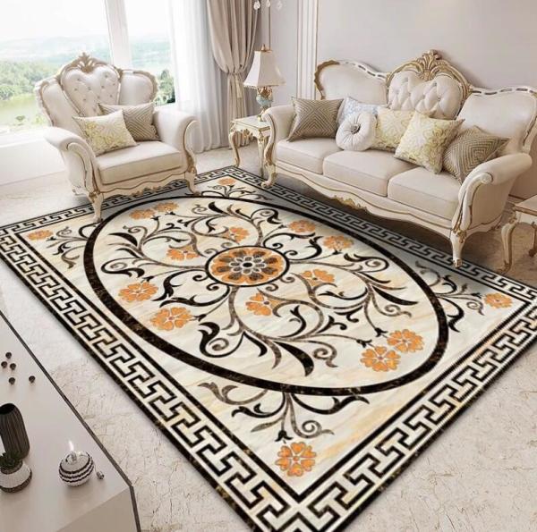 Polyester Fiber Oval Flower Household Bedroom Living Room Floor Carpet Special