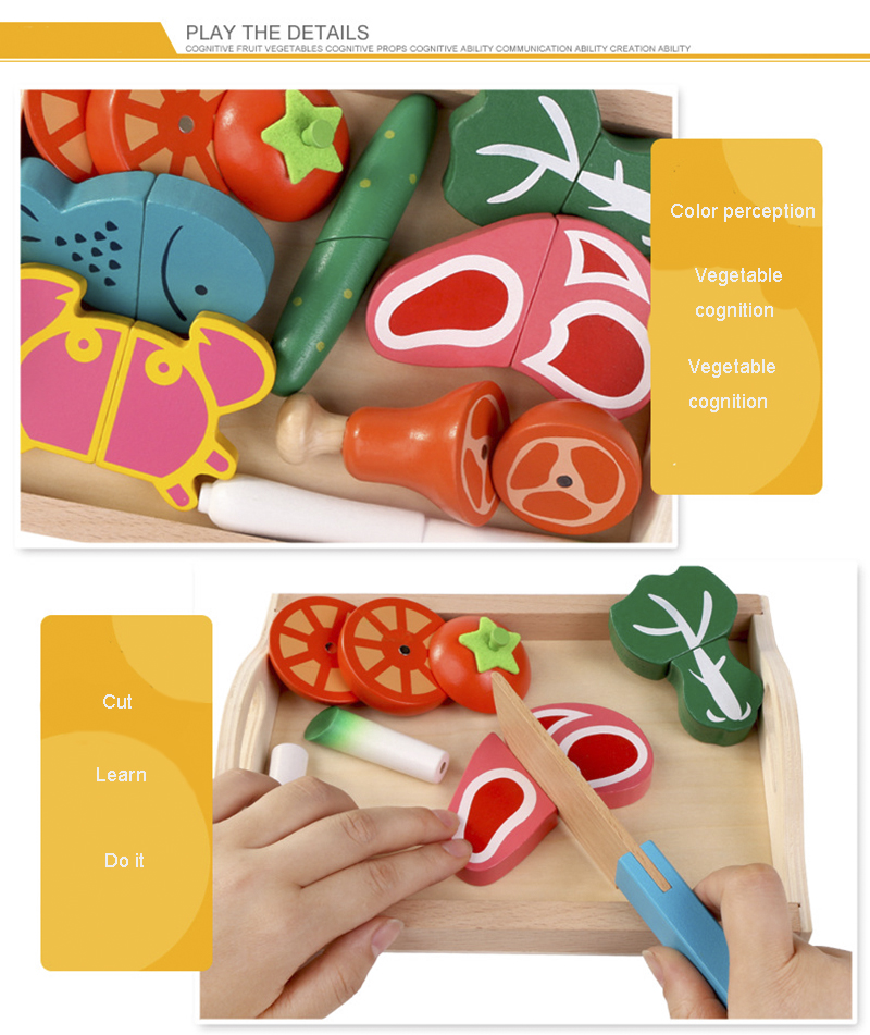 Montessori Kitchen Pretend Toy For Children Cutting Fruit Vegeta