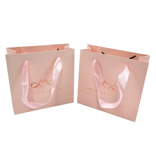 Custom Print Logo Elegant White Black Gift Paper Bags Luxury Clothing Boutique