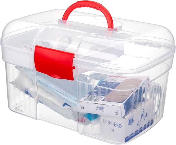 Clear First Aid Kit Container, Travel Medicine Storage Box With Tray First Aid