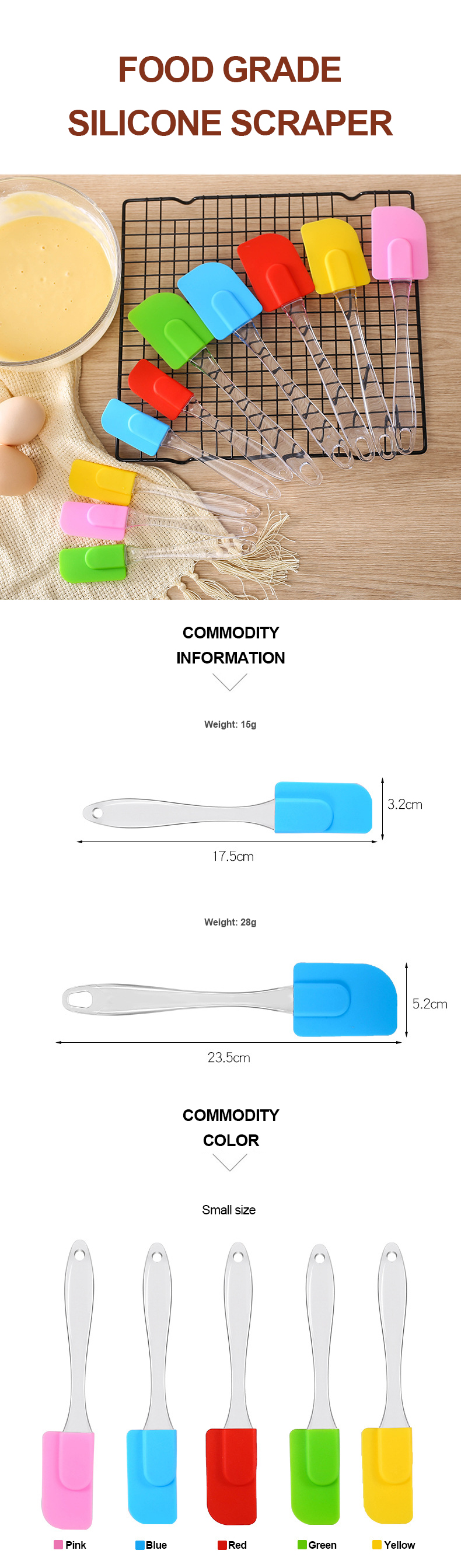 Hygienic Solid Coating Food Grade Silicone Spatula Set