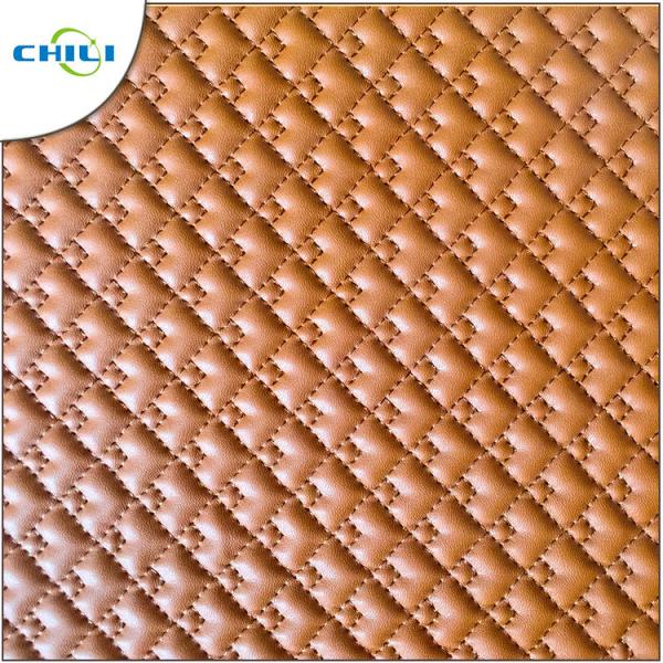 Waterproof Leather Upholstery Fabric , Black Quilted Vinyl Fabric Artificial