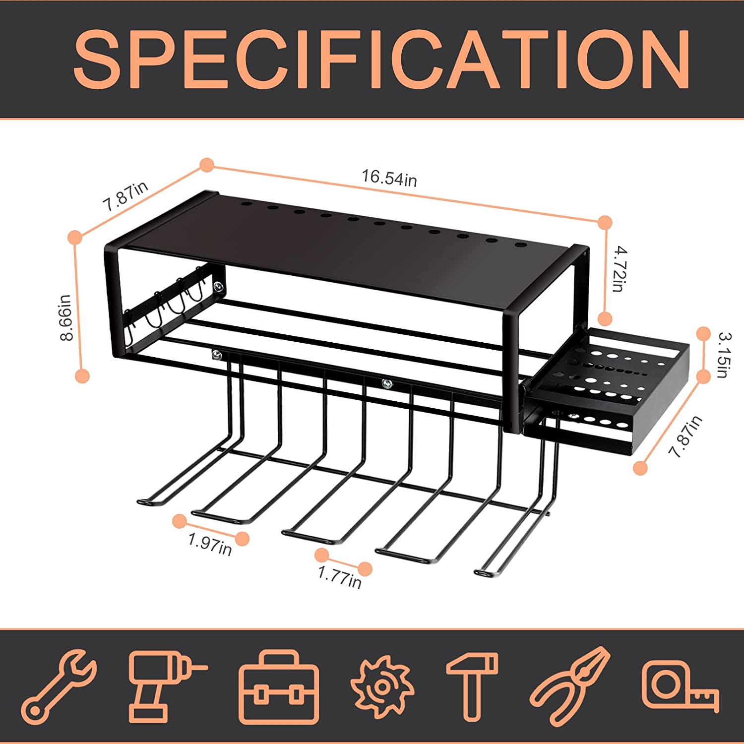 Customized Power Tools Organizer Practicality and Convenience in a Wall Mounted Shelf