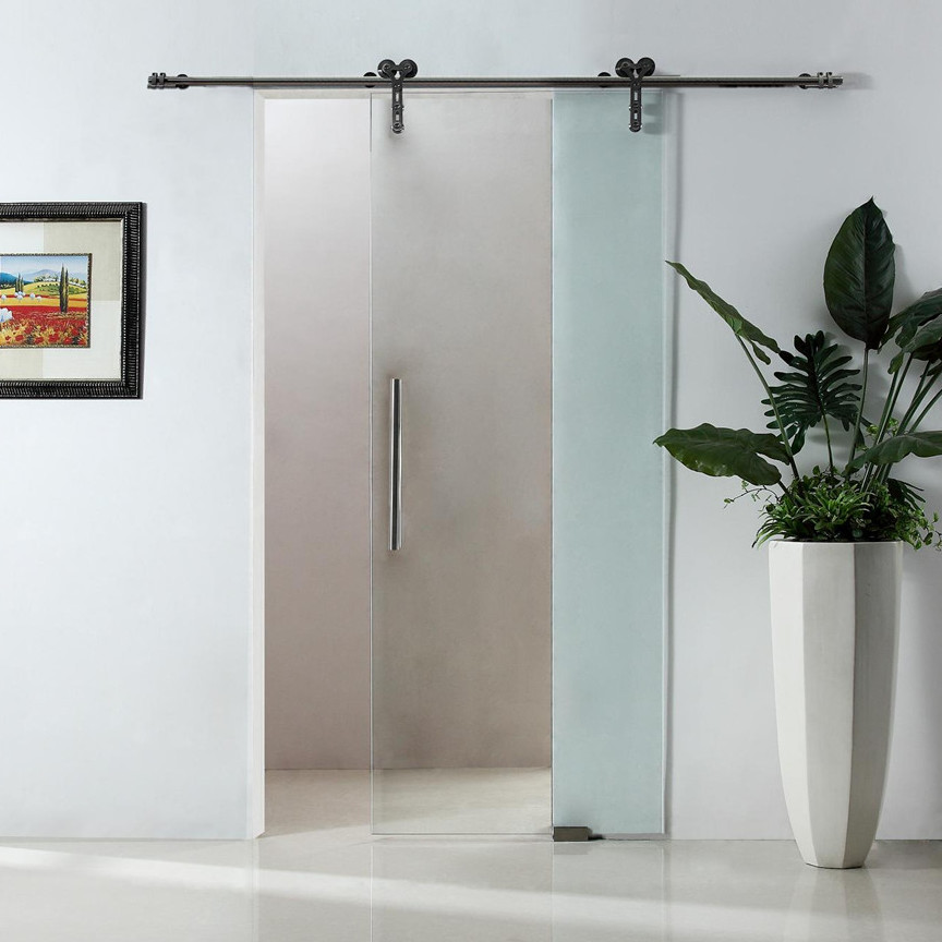 Aluminium Tempered Glass Shower Door Stainless Steel Semi Frameless