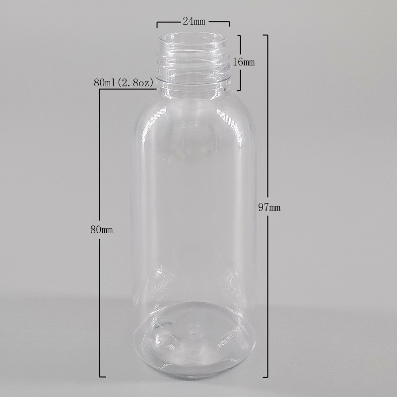 24mm 80ml Shampoo Shower Gel PET Plastic Spray Bottle