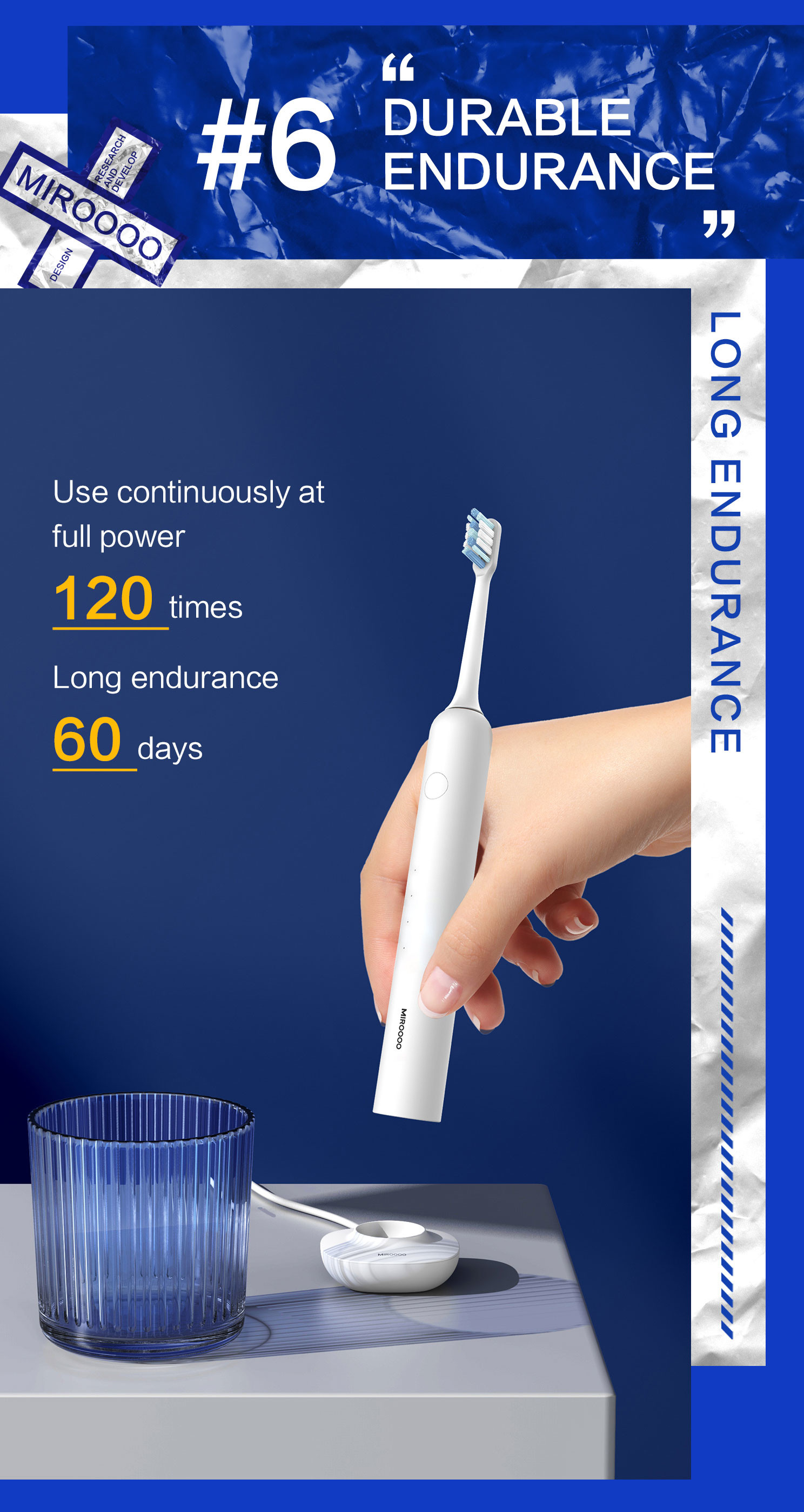 IPX7 Soft Bristles Rotating Electric Toothbrush Rechargeable For Gum Protection