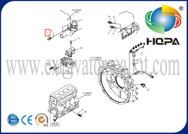 E320D 2380112 238-0112 Water Temperature Alarm Sensor Excavator Parts