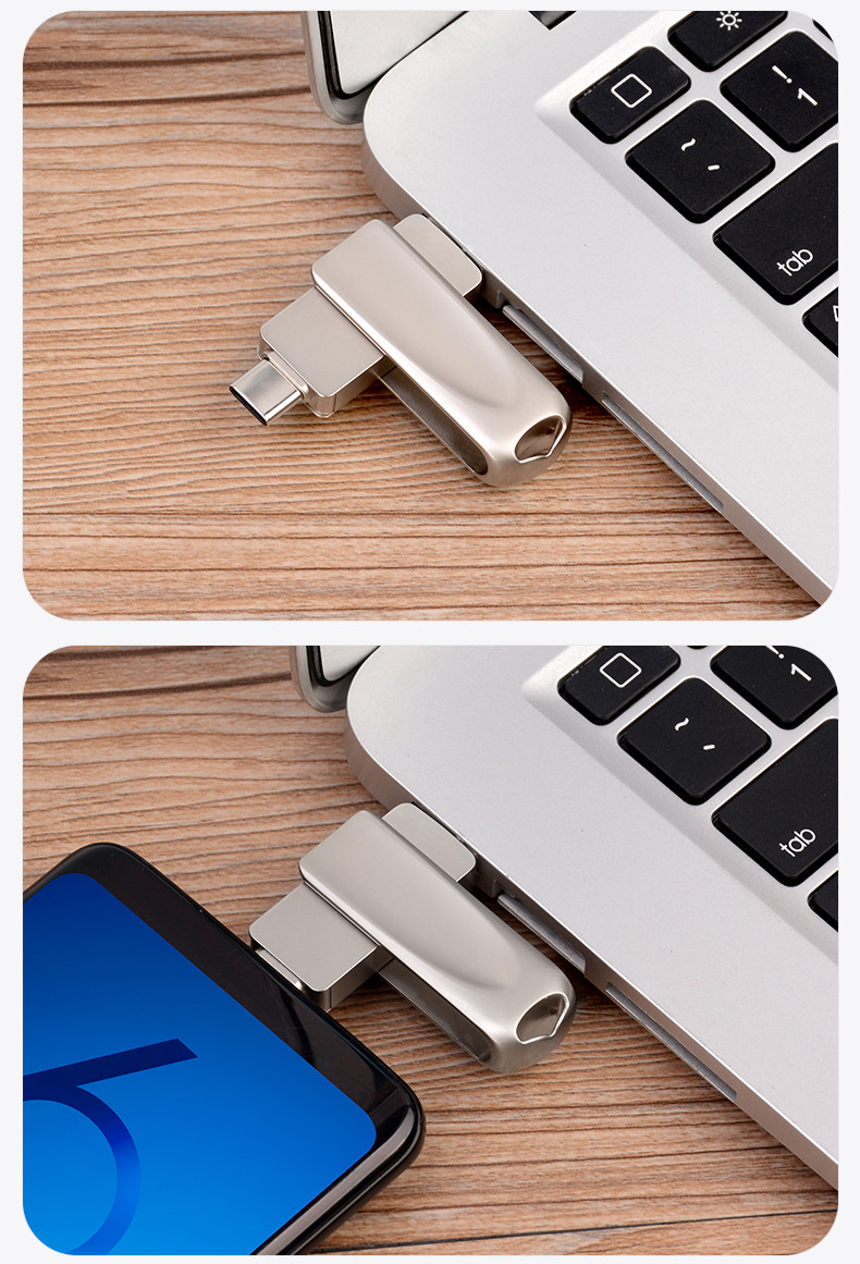 Silver TYPE C usb 3 in one featuring USB 2.0 USB 3.0 And Type C Connector