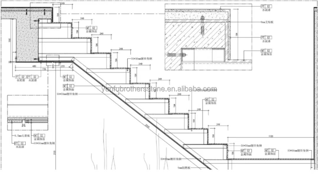 Modern Design Indoor Stair Step Riser Polished Natural Stone Material for Indoor