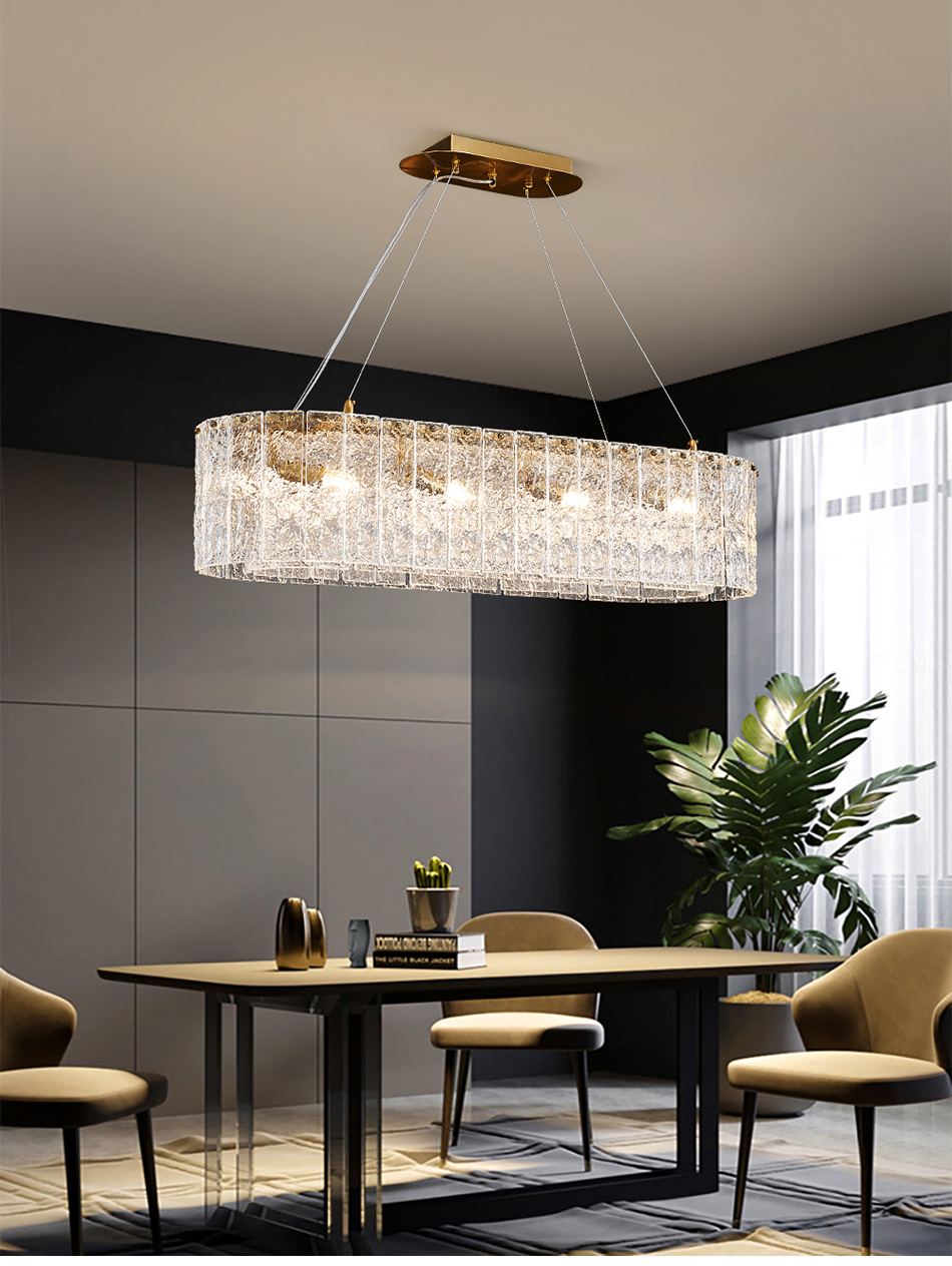 Luxury living room chandeliers blue glass hanging lamp rectangle chandelier kitchen lights hanging(WH-CY-194)