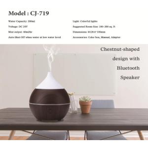 Dark Wood Grain Ultrasonic Bluetooth Aroma Diffuser With Speaker