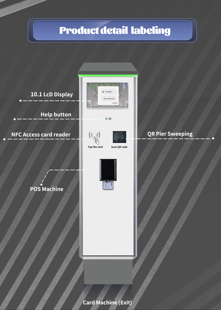 Multi-Payment Parking Ticket Kiosk 10.1-inch LCD Screen With NFC, POS & QR Code