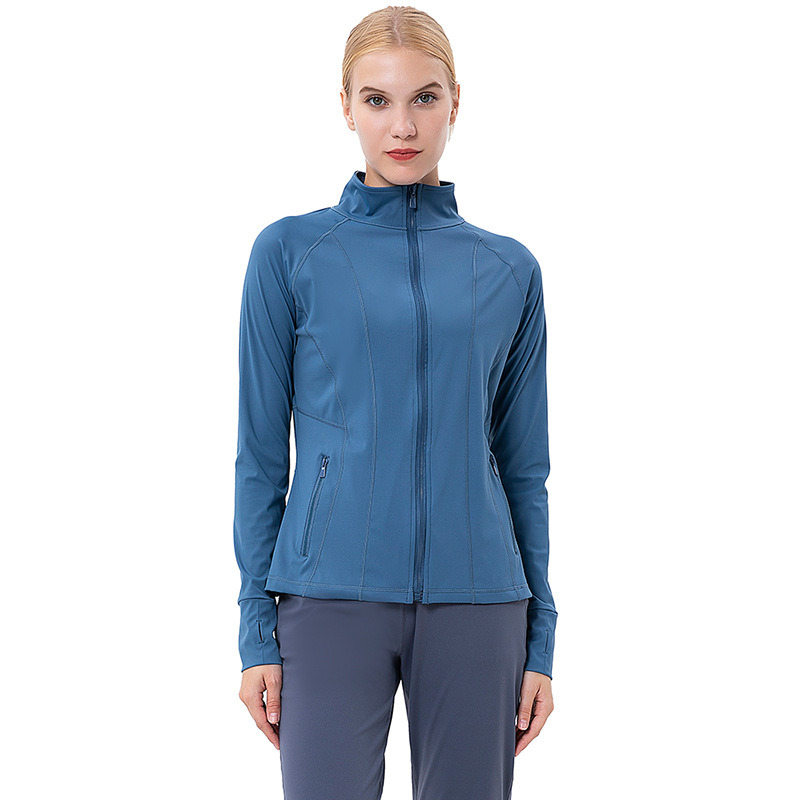 2023 Spring New Women&prime;s Yoga Wear Sports Coat Quick Dry Standing Collar Long Sleeve Running Coat Fitness Clothes
