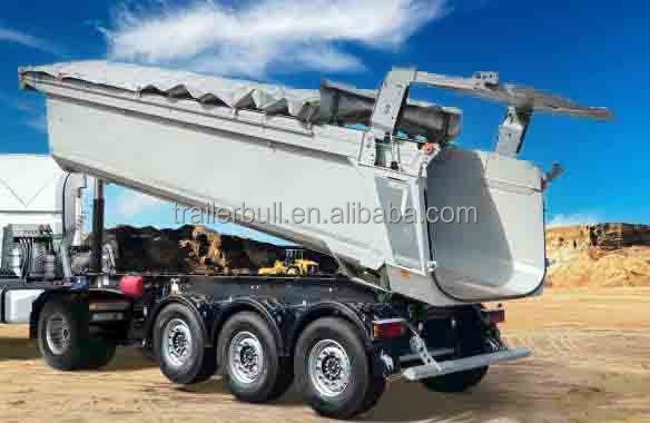 7.2 / 8.2 / 9.6 / 10.5 m Carbon Steel Chassis Tipper Semi Trailer for Building Materials Transport
