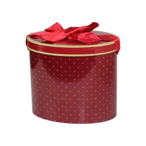  Geometric Patterns Oval Shaped Cardboard Paper Box With Gold Rim Manufactures
