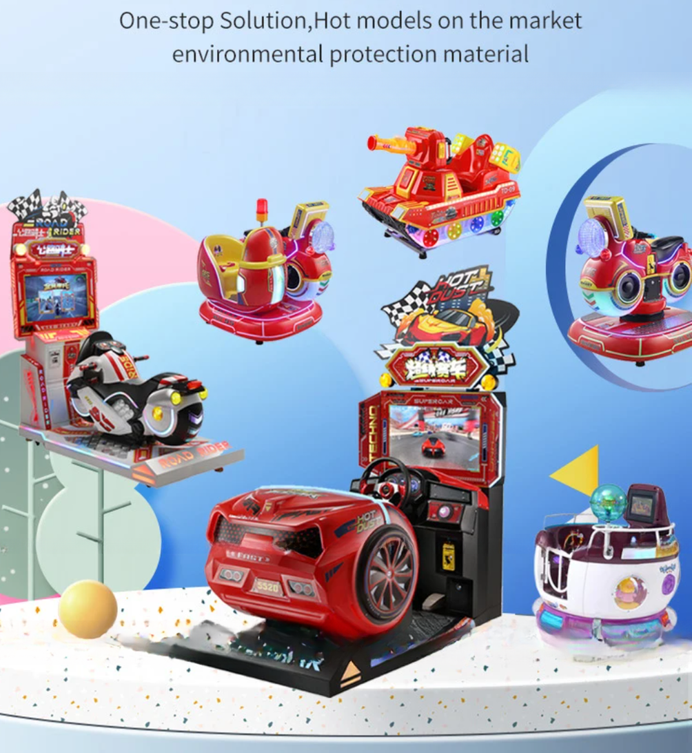 Kids Coin Pusher Motorcycle Arcade Games Dirt Bike Arcade Machine With US Plug