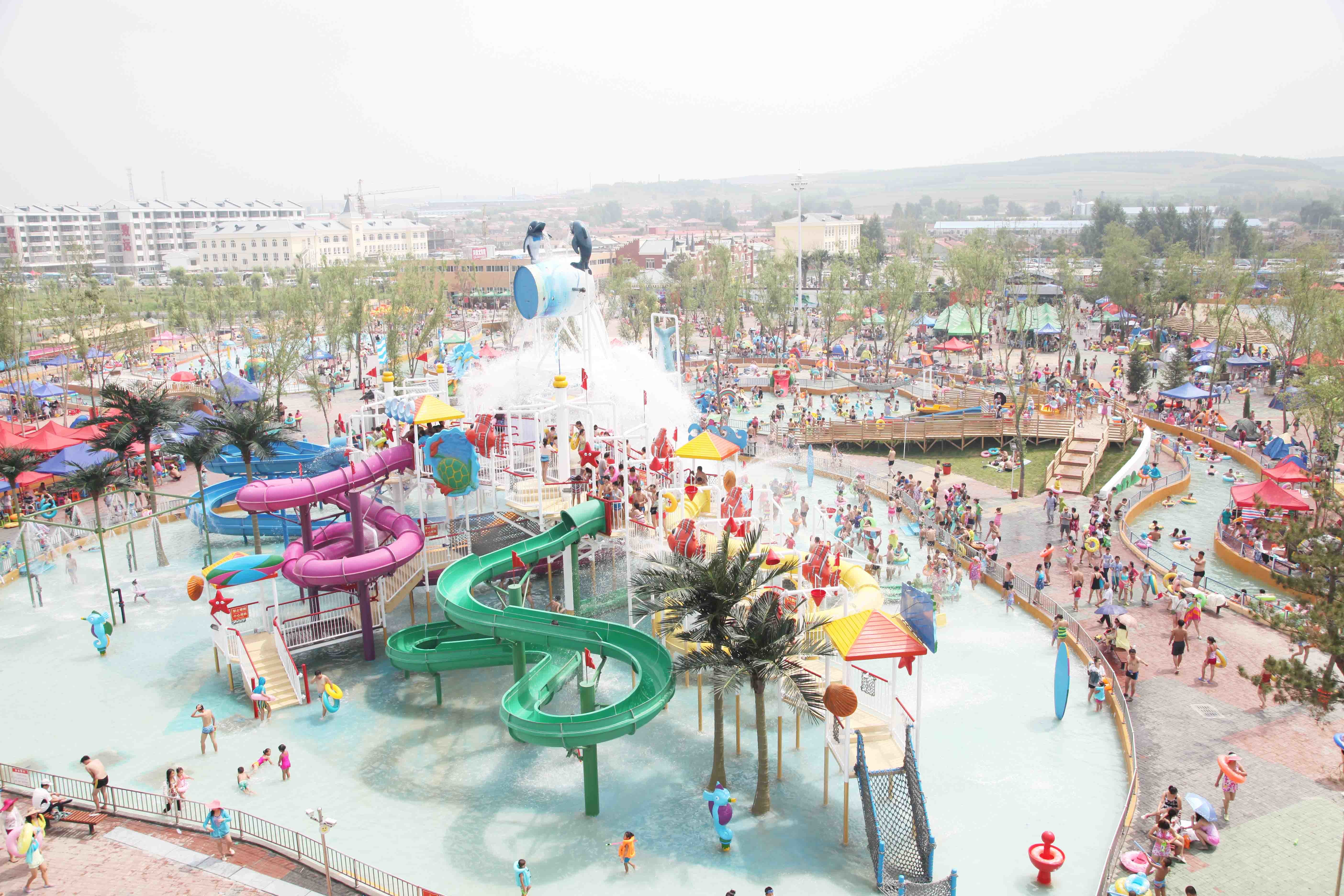 Commercial Fiberglass Water Slides Aqua Playground Of Interactive Water House