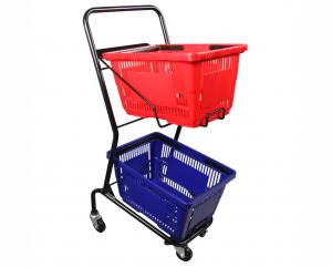 China Powder Coated Two Tier Shopping Cart / Double Basket Shopping Cart 50-240L Volume on sale