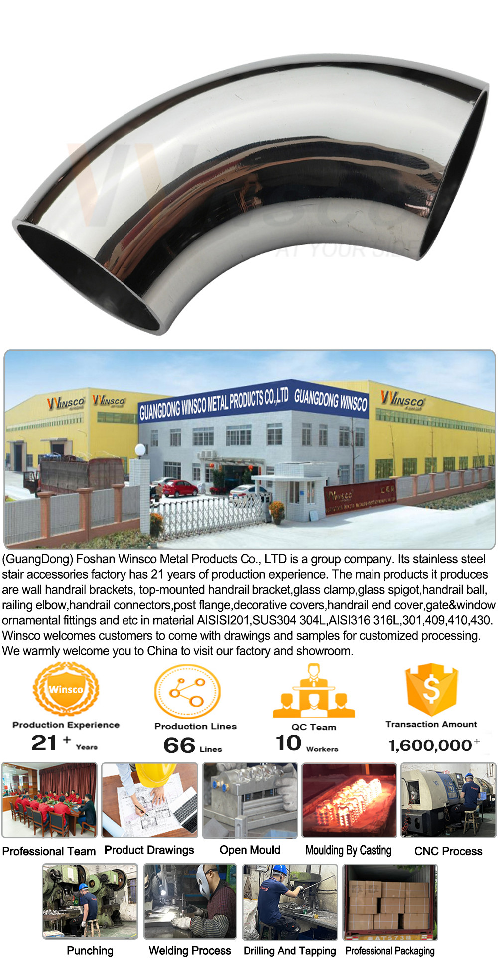 AISI 201 304 316 Mirror Satin Inox Pipe Connector 1 1/2'' 38.1mm OD Stainless Steel Railing Elbow 98mm 120mm Arc