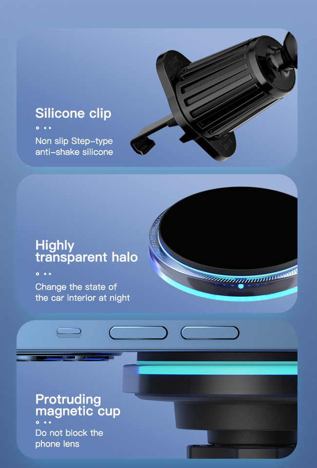 Effortless Charging and Unique Interior Design Magsafe Car Mount with Crystal Ambient Light Support ODM/OEM