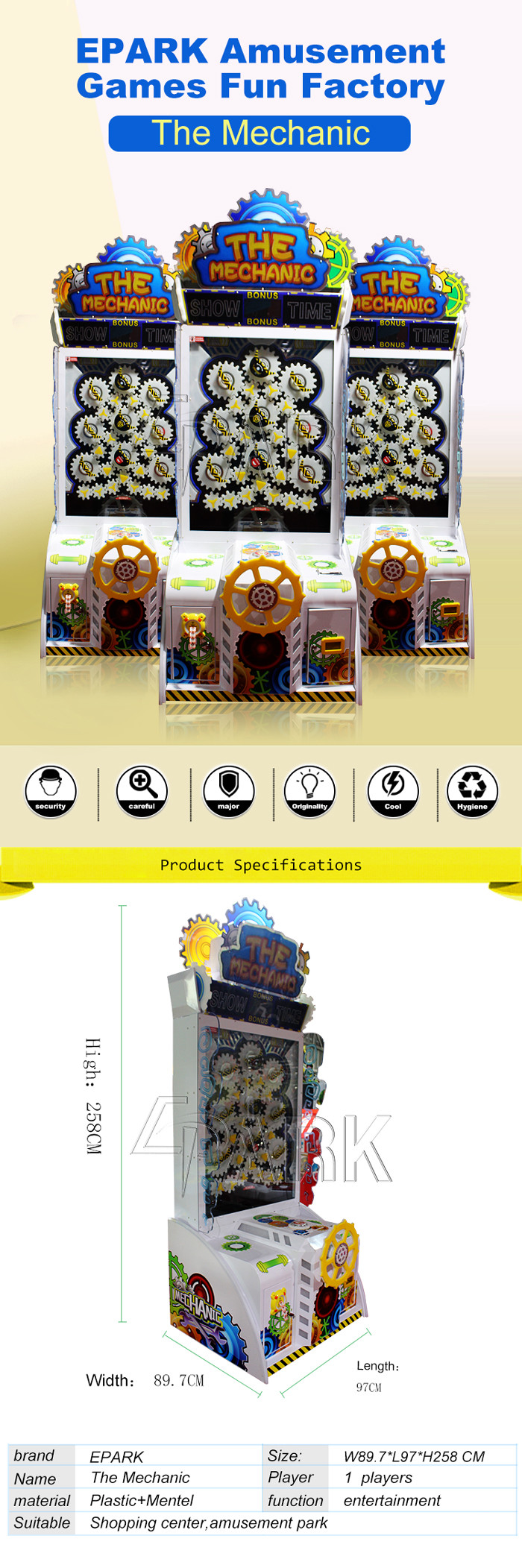 Master Gear Arcade Gift Game Machine Coin Operated W90*D68*H246 CM