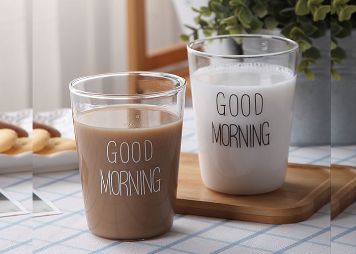 400ml Clear Personalized Glass Cup For Breakfast Water Juice Milk