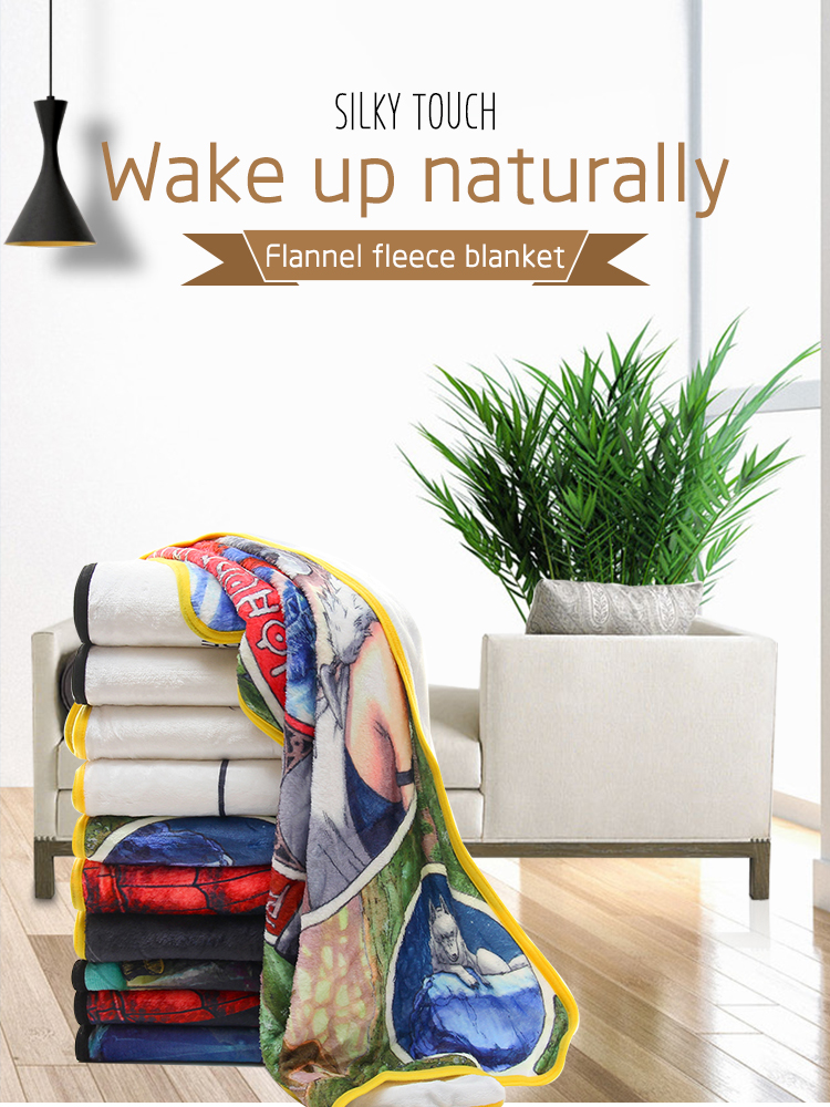 flannel Polyester Fleece Blanket , Winter 300gsm Warm Fleece Throw Blankets