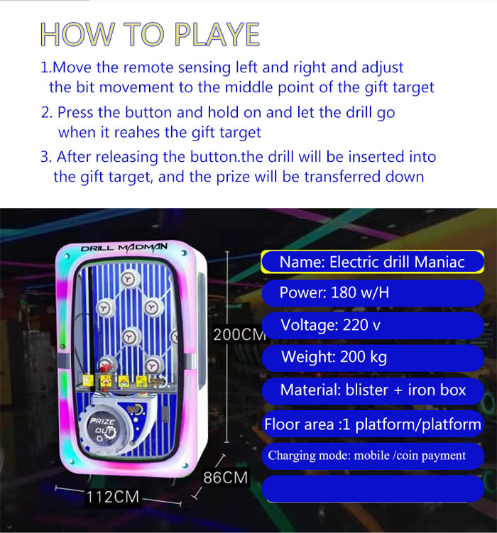 Key Master Coin Operated Prize Vending Gift Game Machine Drill Madman