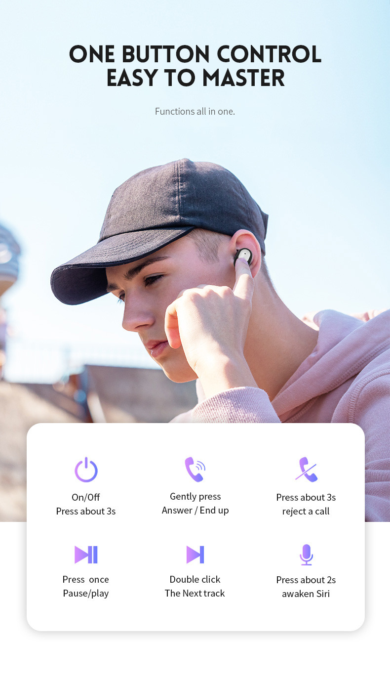 Q2 TWS wireless blue tooth earphone/headset/headphone,blue tooth stereo earbuds with mic