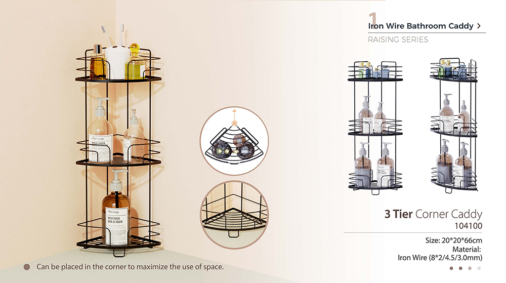 Wall Mounted 3 Tier Shower Corner Shelf For Bathroom Storage And Organization