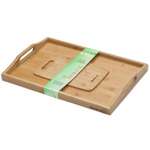 China melamine wood serving tray with handle and cutting board on sale