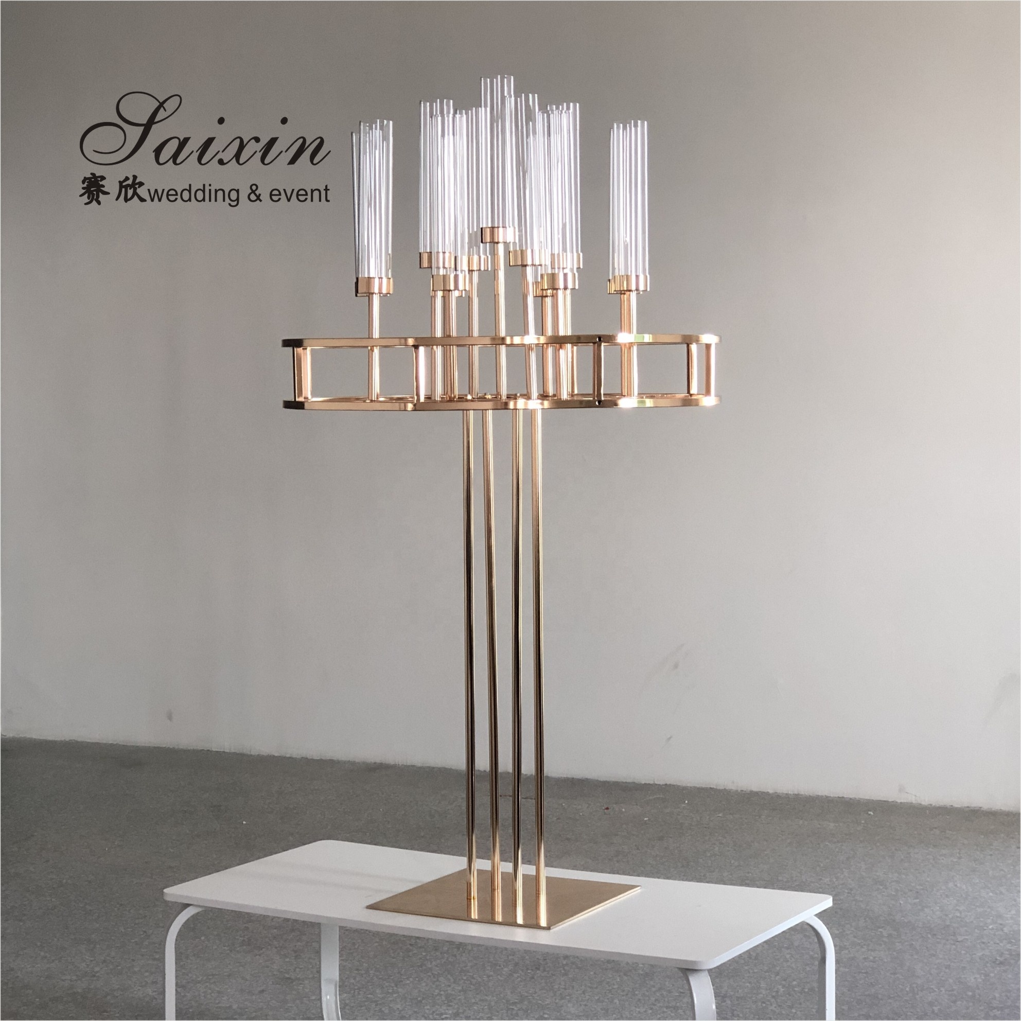 Blue Crystal Candelabra 9 Arm Crystal Chandelier Candlesticks Table Decoration