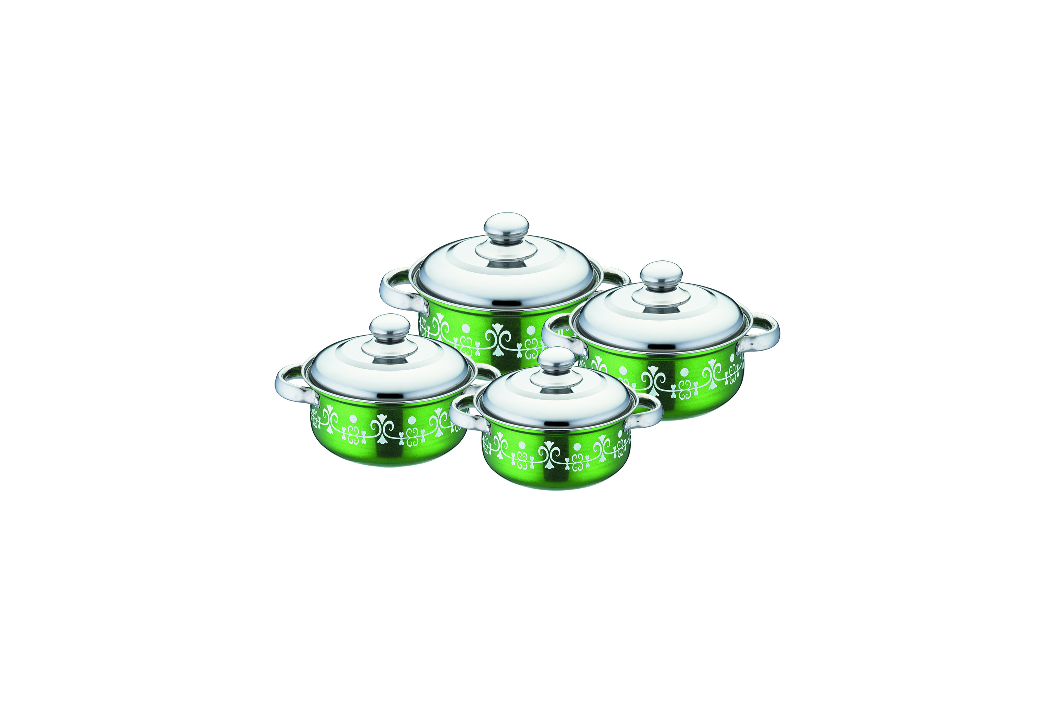 2020 hot sales 4pcs colorful cookware set & red ,blue 16cm -22cm color&flower cooking pot &stainless steel pot