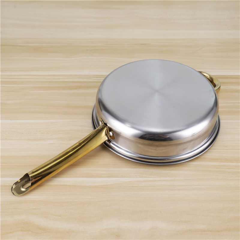 High Quality Kitchen Cooking Pot Set 12 Pcs Stainless Steel Cookware Set With Golden Handle