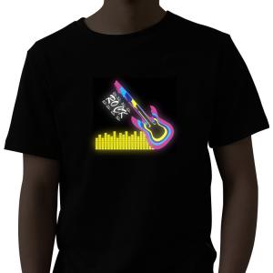 China Light Up Music Activated T Shirt With EL Panel Couple on sale