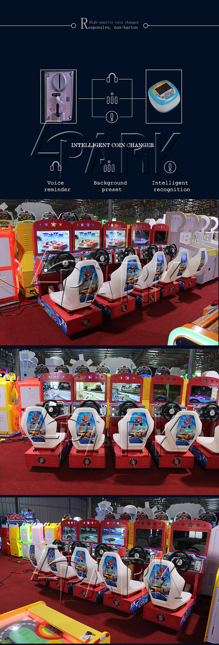 Kids Car Racing Game Simulator Machines Coin Operated Stereo System for fec,shopping center