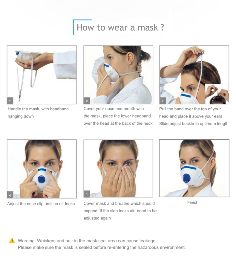 Ffp3 Medical Mask Cup Valve Disposable Nonwoven Custom Printed Dust Mask