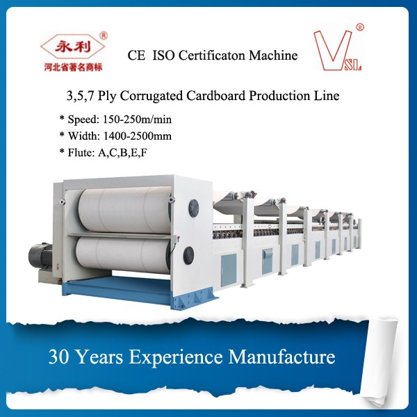 3/5/7 Layer Corrugated Cardboard Production Line With Long Servie Life