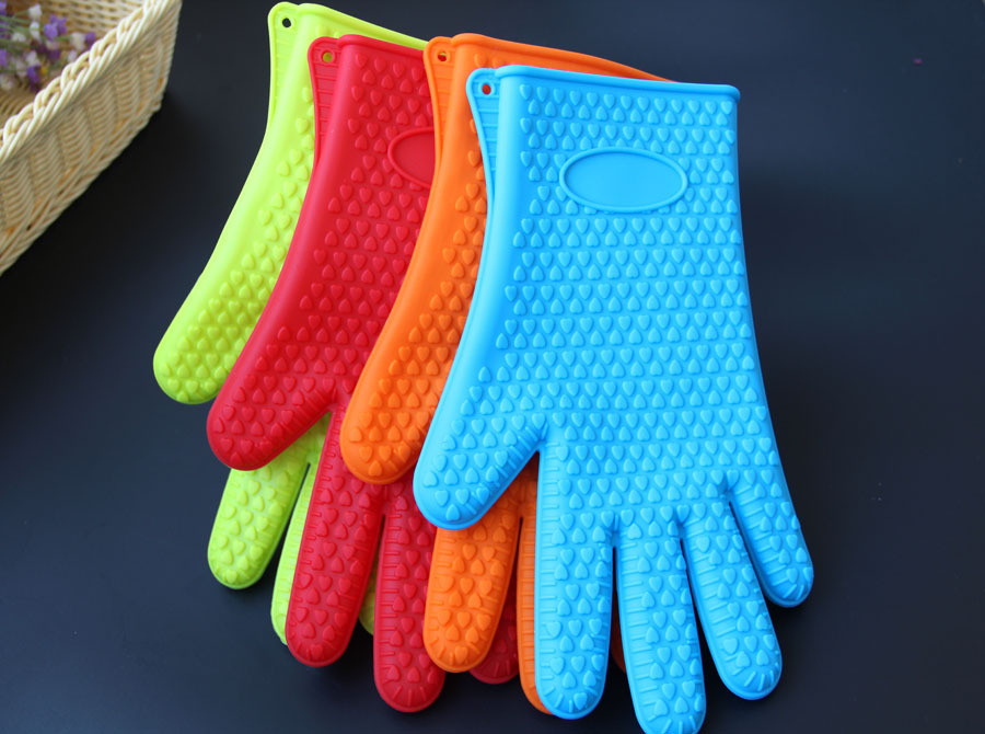 Heat Resistant Silicone BBQ Grill Oven Gloves, Silicone BBQ Grill Oven Mitt