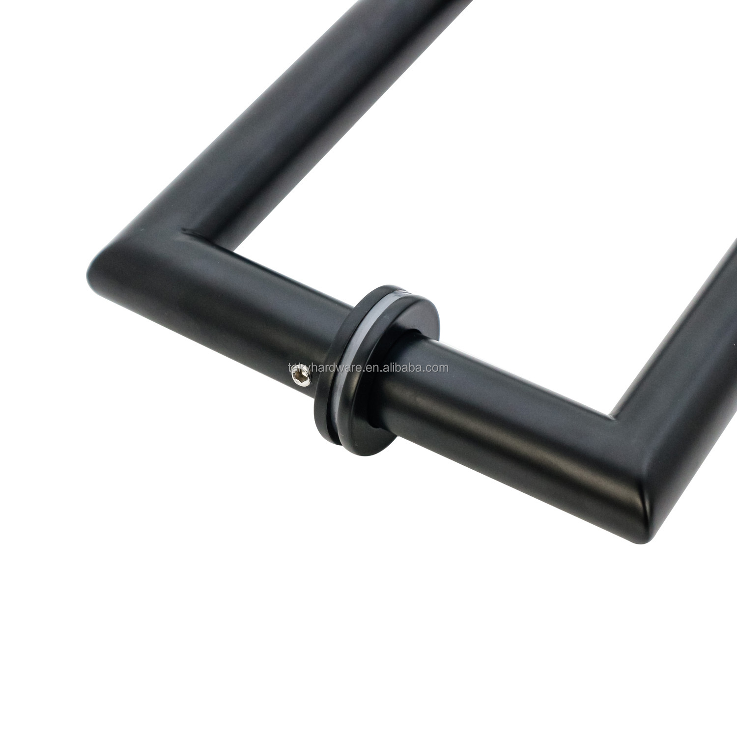 Matt Black Glass Door Pull Handle with Quadrate Design 200*200*19*1.0mm