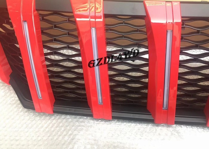 Red Front Grill Mesh With LED Lights For Nissan NP300 4x4 Body Kits