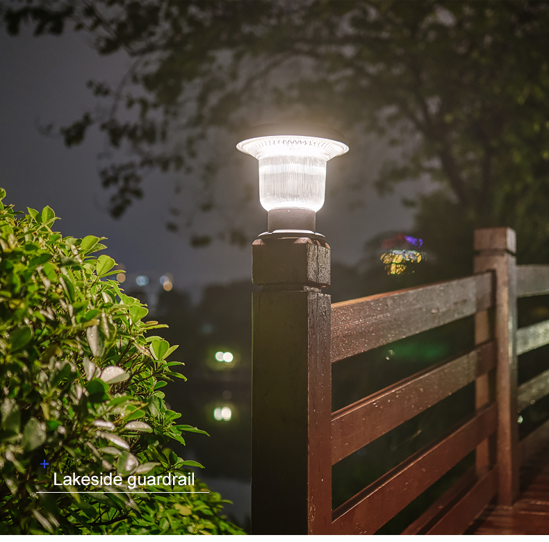 Weatherproof Solar Pillar Lamp Dusk To Dawn Post Light For Garage Backyard Patio