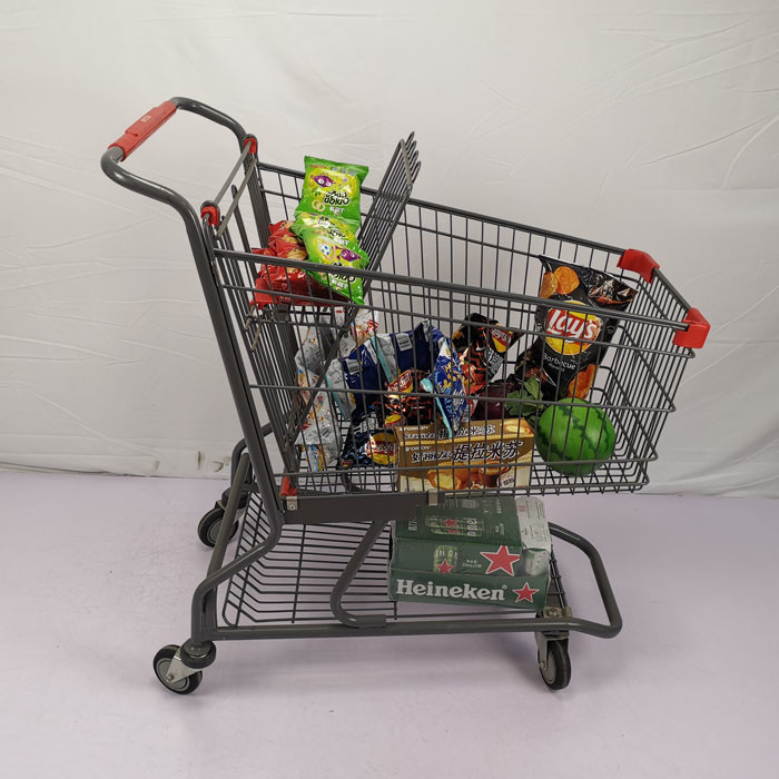 American Style 125L Steel Shopping Cart With 4" PU Wheels Large Metal Trolley